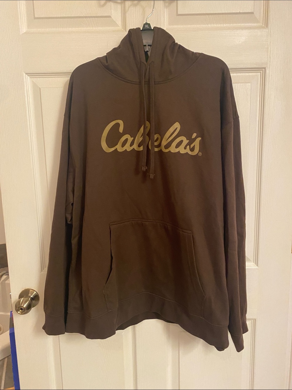 Cabela's Brown Hoodie with Tan Script Logo 3x